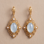 Aqua Chalcedony and Pearl Filigree Drop Earrings