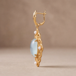 Aqua Chalcedony and Pearl Filigree Drop Earrings - 图片 3