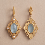 Aqua Chalcedony and Pearl Filigree Drop Earrings - 图片 4