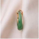 Green Jade Donut Drop Earrings with Gold-Tone Loop - 图片 9