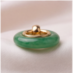 Green Jade Donut Drop Earrings with Gold-Tone Loop - 图片 4
