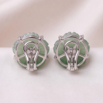 Carved Jade Flower Earrings with Brilliant Centre - 图片 6