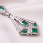 Art Deco Emerald and Pave Kite Drop Earrings - 图片 4
