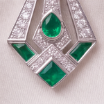 Art Deco Emerald and Pave Kite Drop Earrings - 图片 6