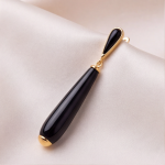 Black Onyx Elongated Drop Earrings in Gold Tone - 图片 3