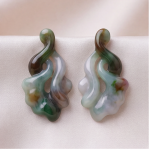 Carved Multi-Tone Jade Sculptural Earrings