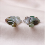 Carved Multi-Tone Jade Sculptural Earrings - 图片 7