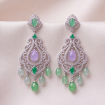 Lavender and Green Jade Chandelier Earrings