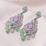 Lavender and Green Jade Chandelier Earrings - 图片 2