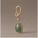 Oval Green Jade Drop Earrings with Twisted Knot Top in Gold-Tone Finish - Image 7