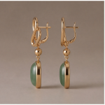 Oval Green Jade Drop Earrings with Twisted Knot Top in Gold-Tone Finish - Image 6