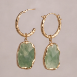 Round Jade Disc Earrings with Molten Gold Top