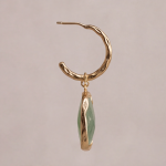 Round Jade Disc Earrings with Molten Gold Top - 图片 8