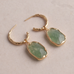 Round Jade Disc Earrings with Molten Gold Top - 图片 4