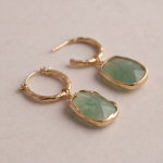 Round Jade Disc Earrings with Molten Gold Top - 图片 3