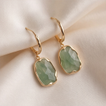 Round Jade Disc Earrings with Molten Gold Top - 图片 2