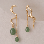 Faceted Green Aventurine Hoop Drop Earrings