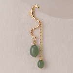 Faceted Green Aventurine Hoop Drop Earrings - 图片 3