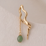 Faceted Green Aventurine Hoop Drop Earrings - 图片 4