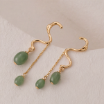 Faceted Green Aventurine Hoop Drop Earrings - 图片 6