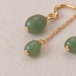 Faceted Green Aventurine Hoop Drop Earrings - 图片 8