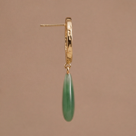 Jade Teardrop Earrings with Textured Gold Ring - 图片 3