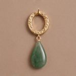 Jade Teardrop Earrings with Textured Gold Ring - 图片 7