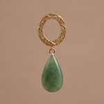 Jade Teardrop Earrings with Textured Gold Ring - 图片 8