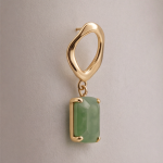 Emerald-Cut Jade Drop Earrings with Wavy Gold Hoop - 图片 2