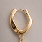 Emerald-Cut Jade Drop Earrings with Wavy Gold Hoop - 图片 4