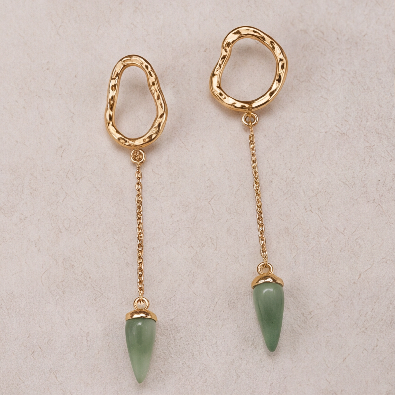 1786327095_d82cebd1-1 Long Chain Jade Bullet Drop Earrings - 图片 1