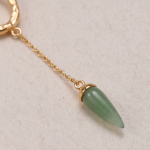 Long Chain Jade Bullet Drop Earrings - 图片 7