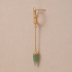 Long Chain Jade Bullet Drop Earrings - 图片 5