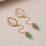 Long Chain Jade Bullet Drop Earrings - 图片 4