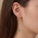 Long Chain Jade Bullet Drop Earrings - 图片 2