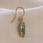 Elongated Jade Teardrop Earrings in Gold Tone - 图片 4