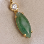 Elongated Jade Teardrop Earrings in Gold Tone - 图片 3