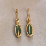 Elongated Jade Teardrop Earrings in Gold Tone - 图片 6