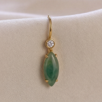 Elongated Jade Teardrop Earrings in Gold Tone - 图片 7