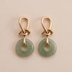 Jade Donut Earrings with Gold Knot Top