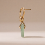 Jade Donut Earrings with Gold Knot Top - 图片 8