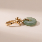 Jade Donut Earrings with Gold Knot Top - 图片 7