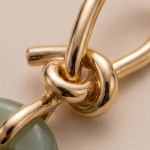 Jade Donut Earrings with Gold Knot Top - 图片 6