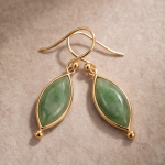 Marquise Jade Hook Earrings with Gold Bead Accents - 图片 2
