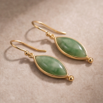Marquise Jade Hook Earrings with Gold Bead Accents - 图片 7
