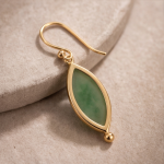 Marquise Jade Hook Earrings with Gold Bead Accents - 图片 8