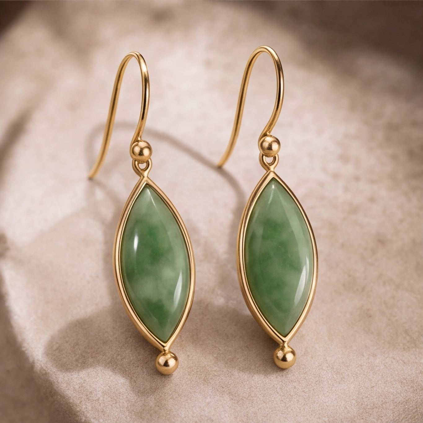 1786327690_f3d894f0-8 Marquise Jade Hook Earrings with Gold Bead Accents - 图片 1