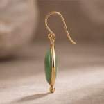 Marquise Jade Hook Earrings with Gold Bead Accents - 图片 9
