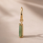 Rectangular Jade Charm Huggie Hoop Earrings - 图片 9