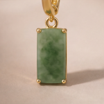 Rectangular Jade Charm Huggie Hoop Earrings - 图片 8